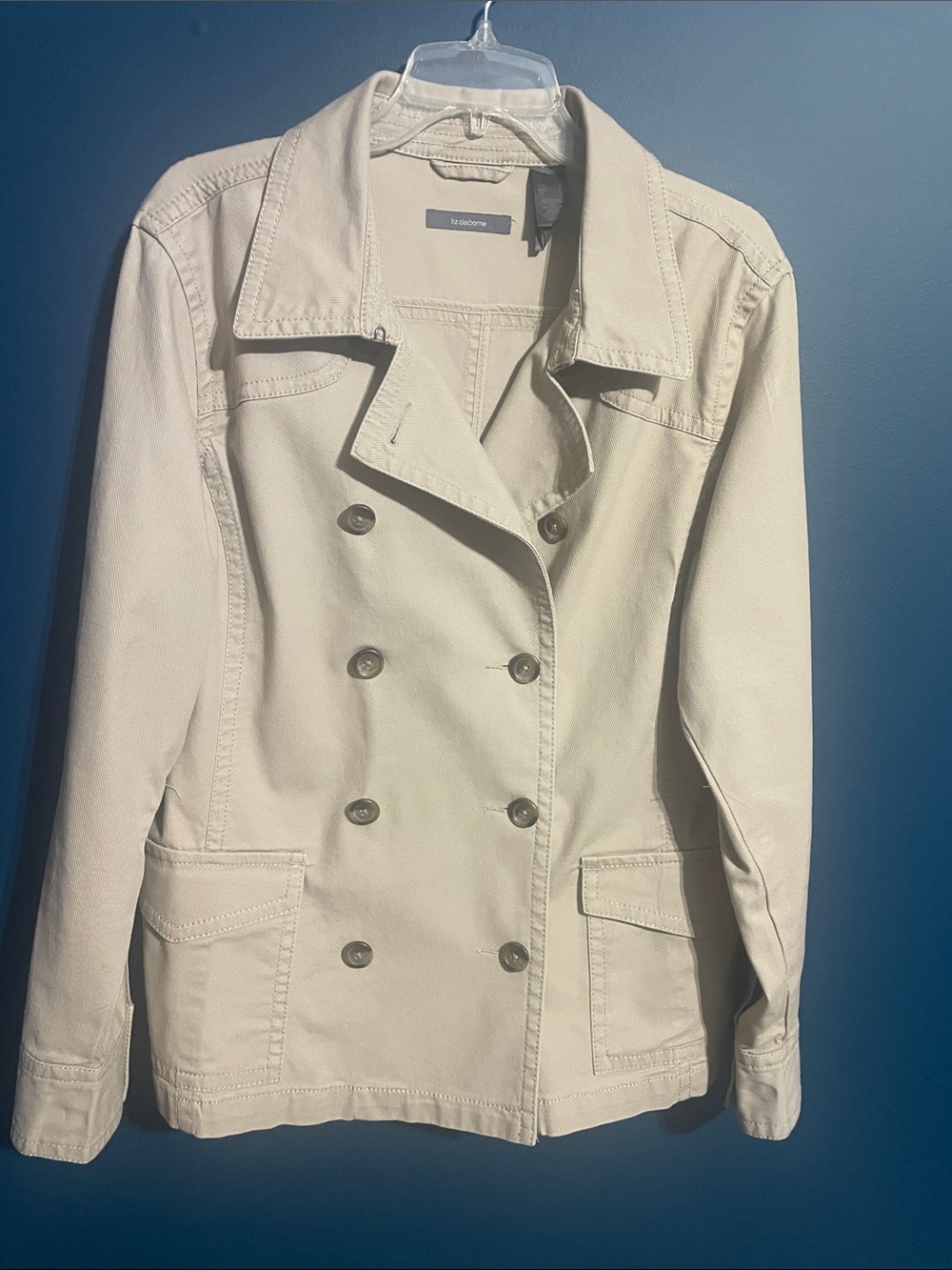 Liz Claiborne Double-Breasted Trench Coat - Light Beige